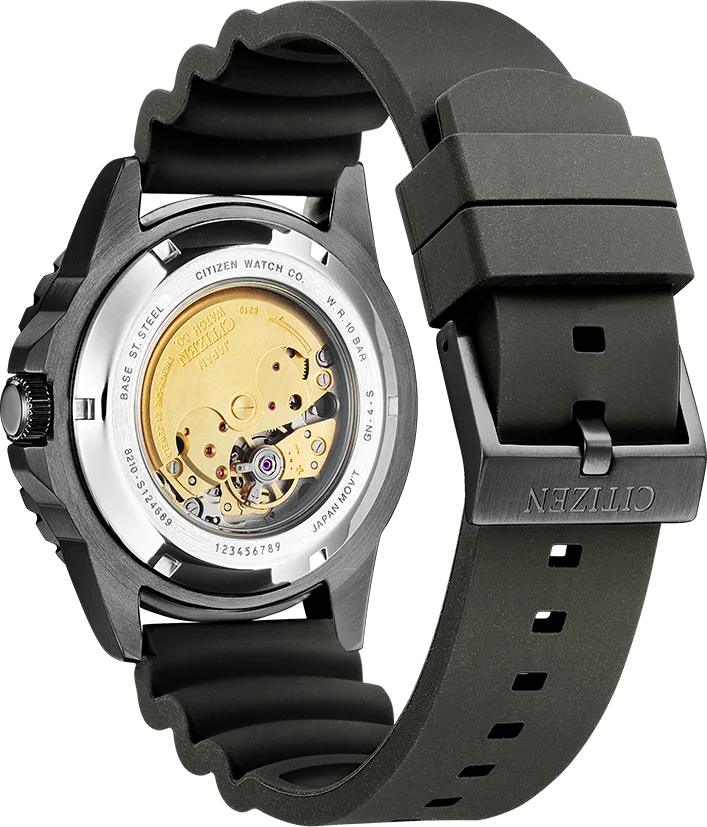 Montre Citizen NJ0125-11E Automatique Homme Cadran Noir Bracelet Silicone vue 2