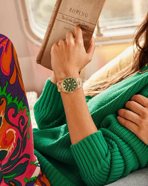 Montre Citizen Tsuyosa Automatique NJ0152-51X - Cadran Vert Soleillé, Boîtier Acier Doré 40mm - Unisexe vue 5