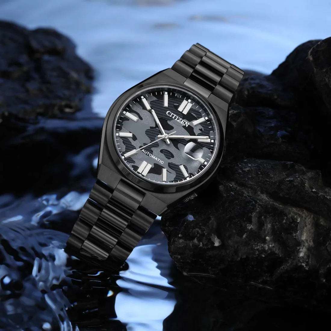 Montre Citizen Tsuyosa Automatique NJ0155-87E Cadran Noir Camouflage Homme vue 4