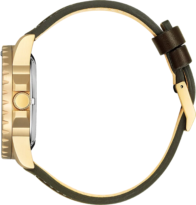 Montre Citizen Automatique NJ0173-18X Homme - Cadran Vert Soleillé, Boîtier Or Rose, Bracelet Cuir Marron vue 3