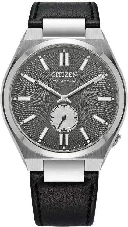 Montre Citizen NK5010-01H Tsuyosa Automatique Homme - Cadran Noir, Boîtier Acier, Bracelet Cuir