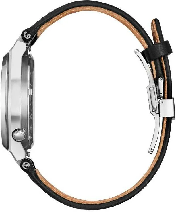 Montre Citizen NK5010-01H Tsuyosa Automatique Homme - Cadran Noir, Boîtier Acier, Bracelet Cuir vue 2