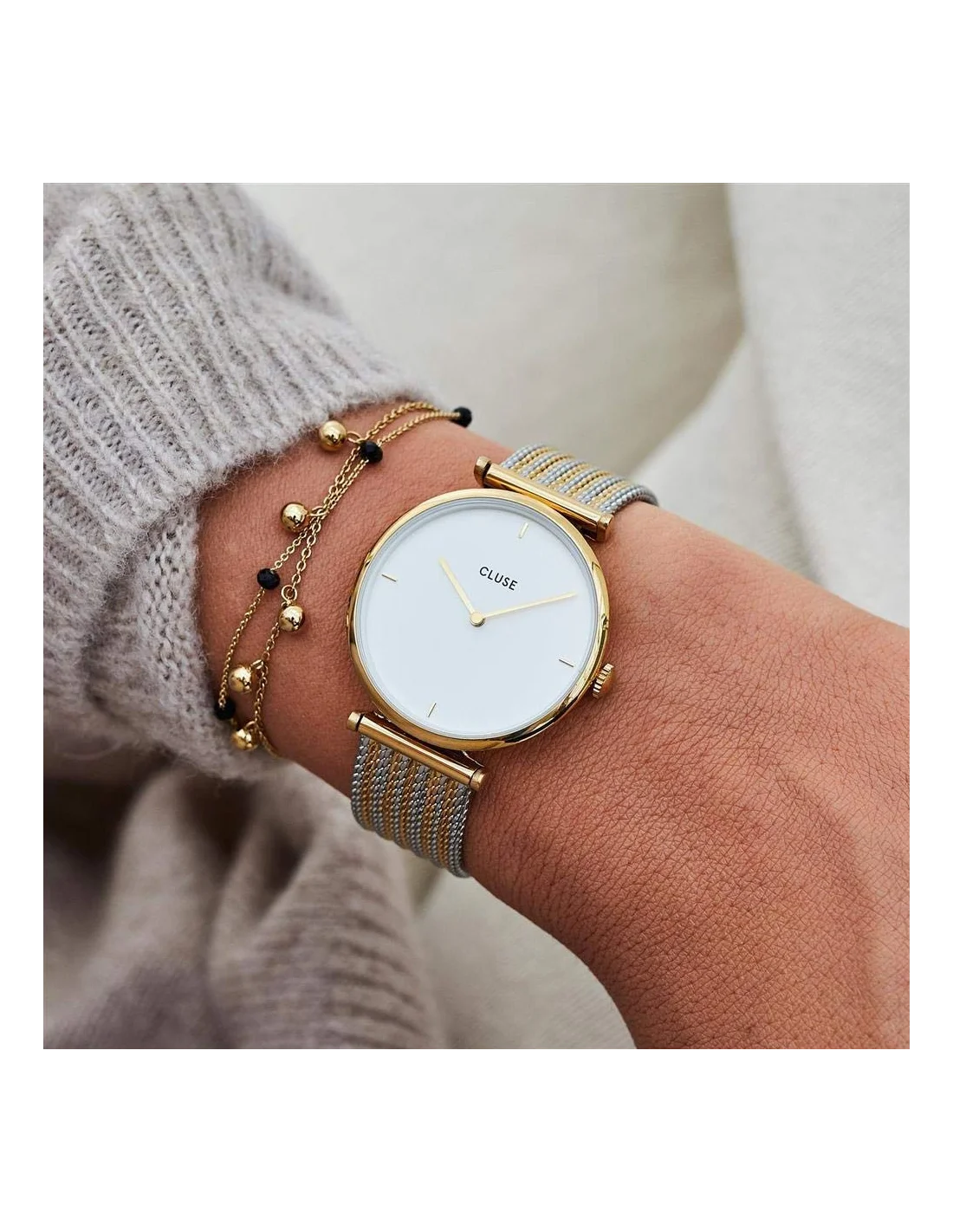 Montre femme Cluse Triomphe Gold Bicolour Mesh CL61002 vue 4