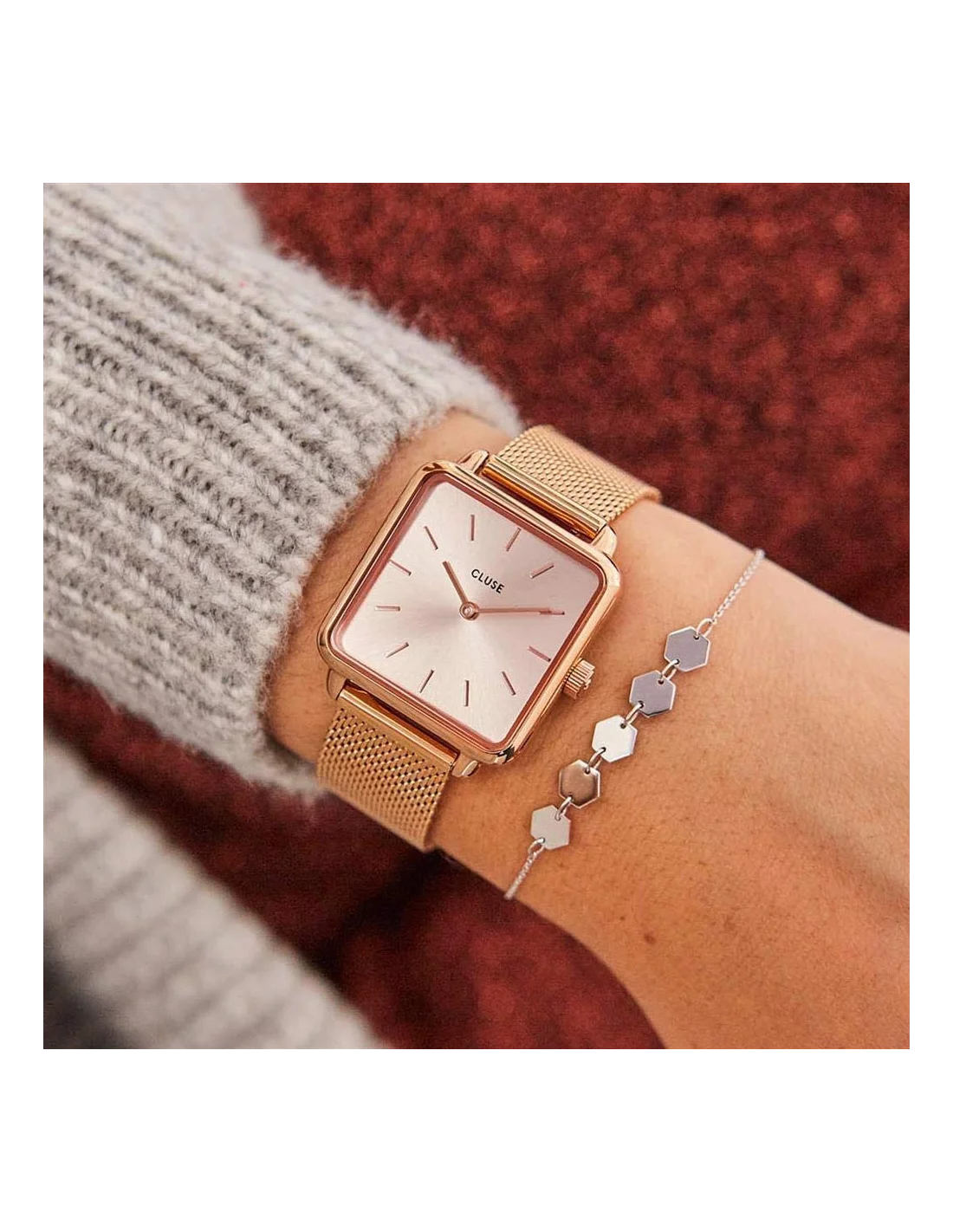 Montre Femme Cluse La Tétragone Mesh Full Rose Gold CL60013 vue 4