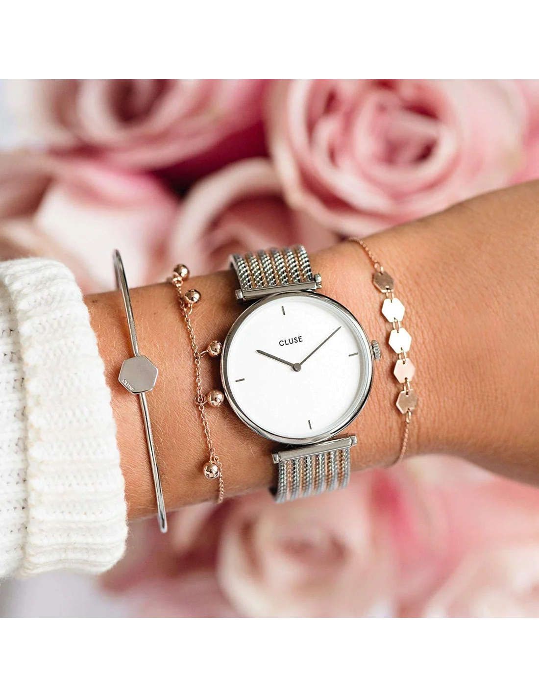 Montre Femme Cluse Triomphe Silver Bicolour Mesh CL61001 vue 5