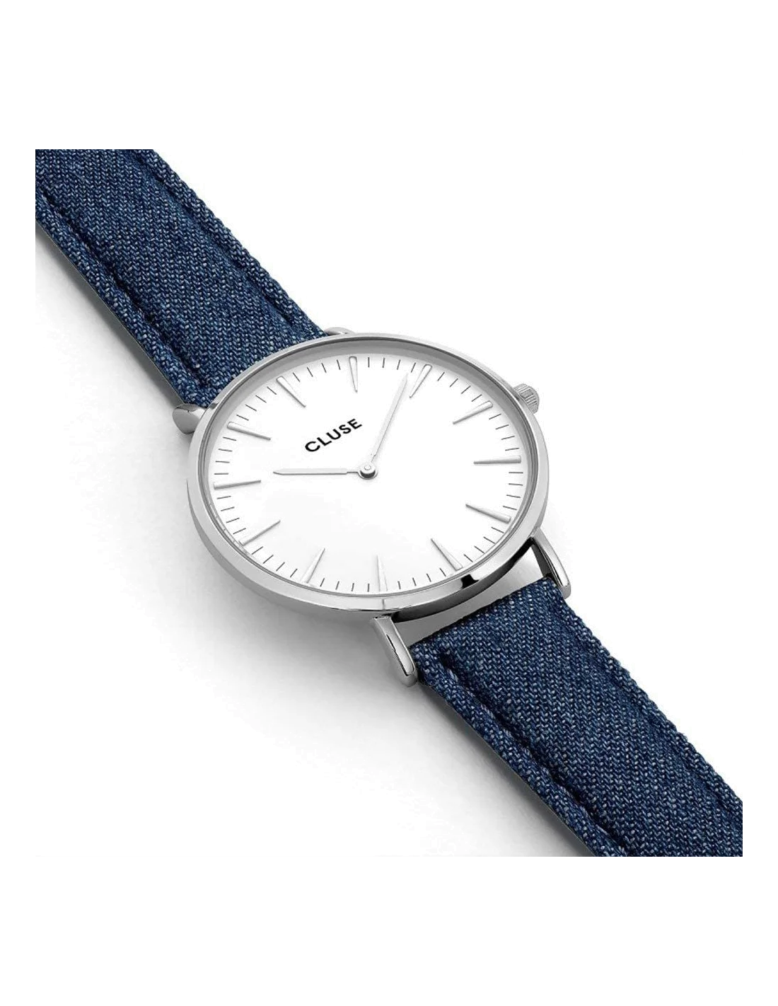 Montre Femme Cluse La Bohème CL18229 - Cadran Blanc, Bracelet Cuir Bleu vue 2
