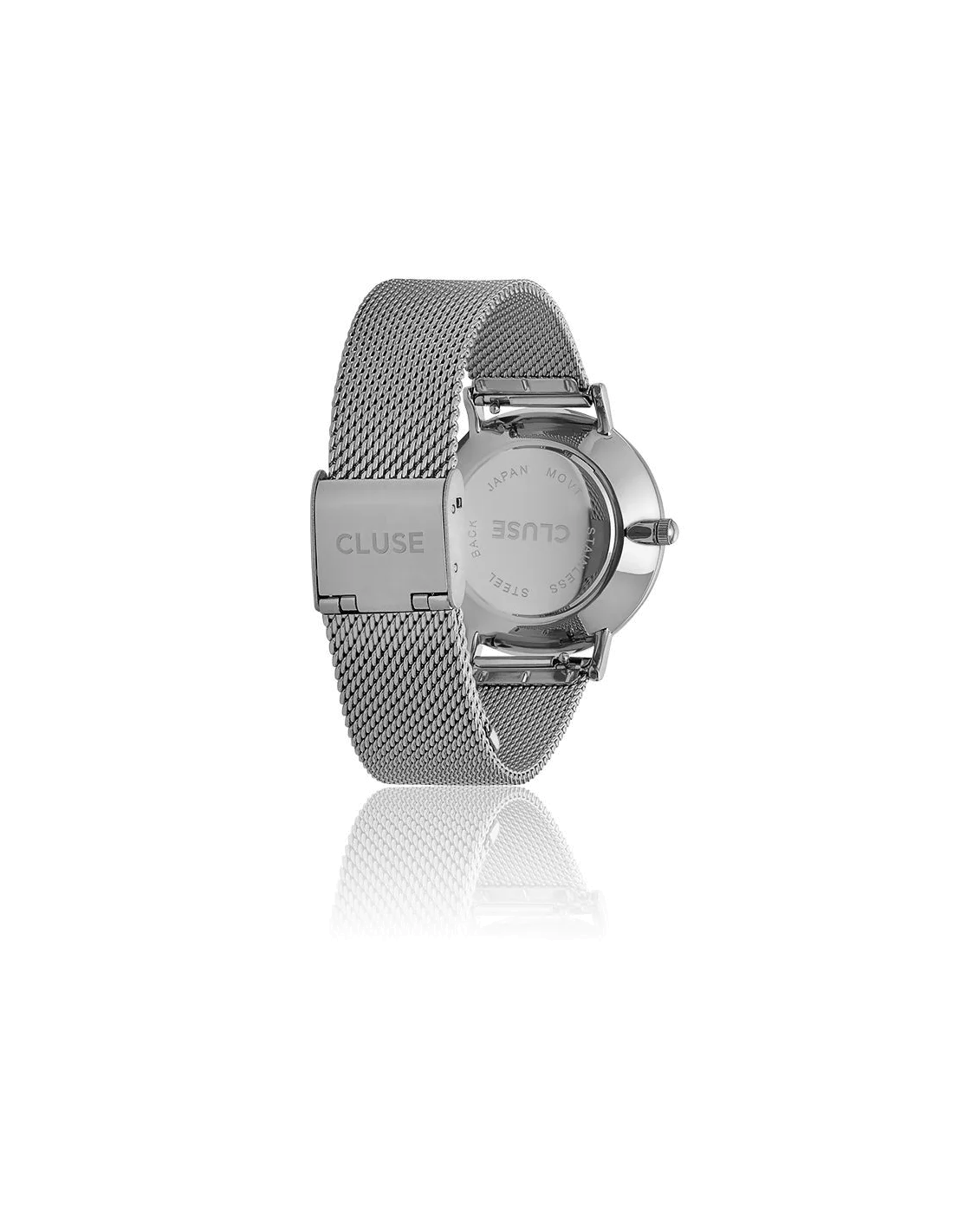 Montre Cluse Minuit CL30009 Mesh Silver/White bracelet en maille milanaise argenté vue 2