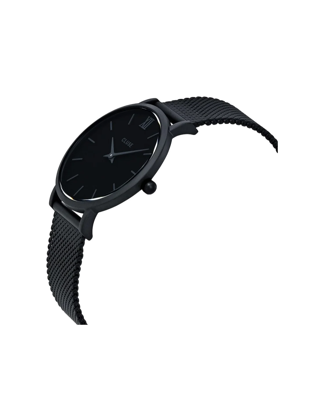 Montre Cluse Minuit CL30011 Mesh Full Black bracelet en maille milanaise noire vue 3