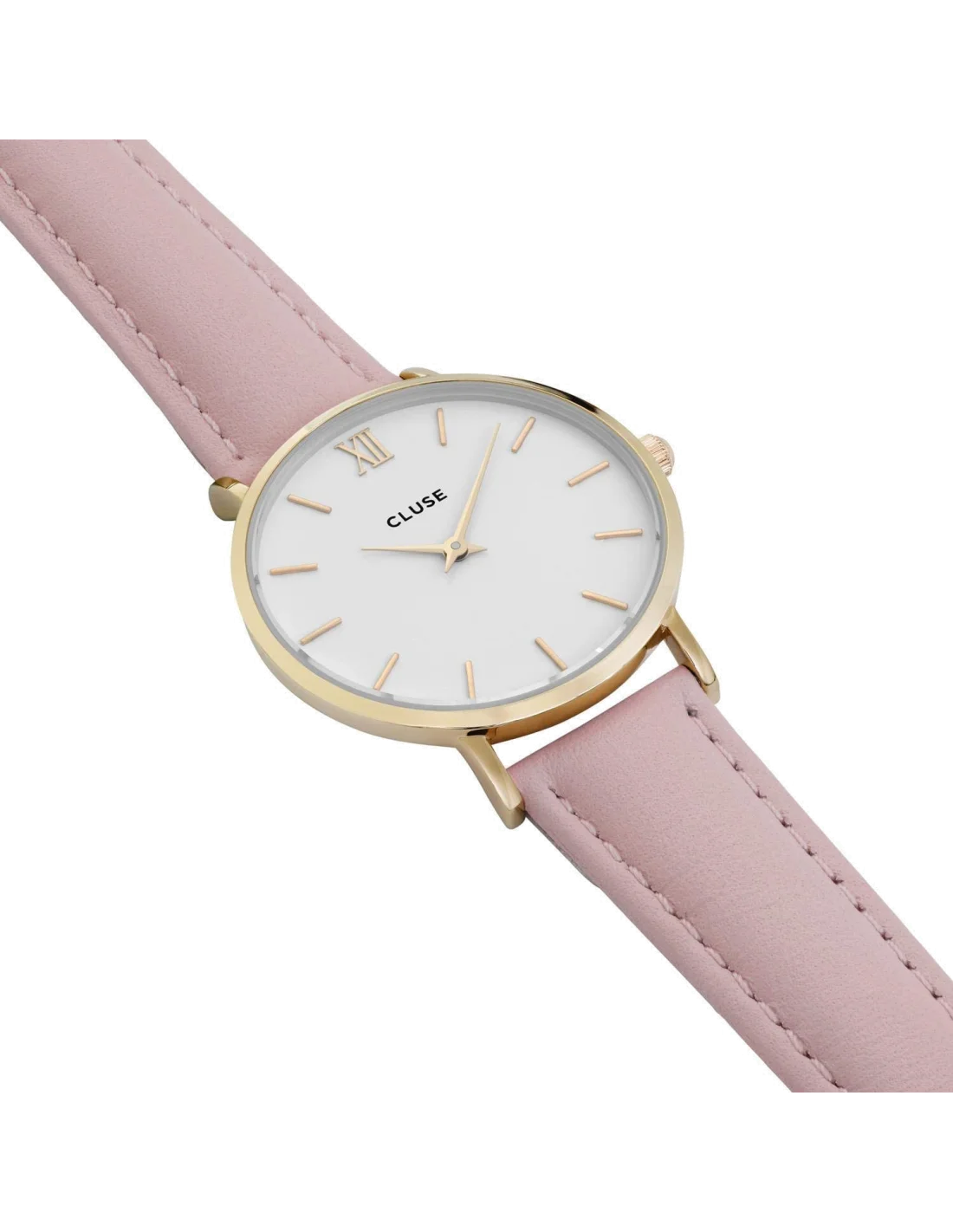 Montre Femme Cluse Minuit CL30020 Cadran Blanc Bracelet Cuir Rose vue 2