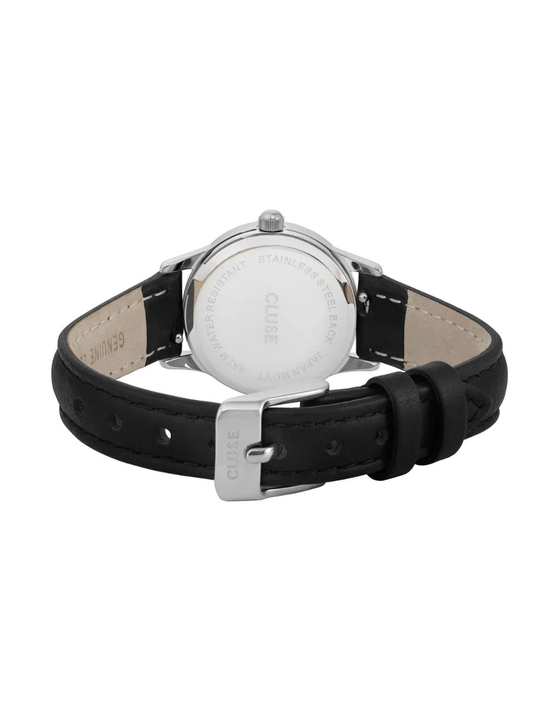 Montre femme Cluse La Vedette CL50014, cadran argenté, bracelet cuir noir