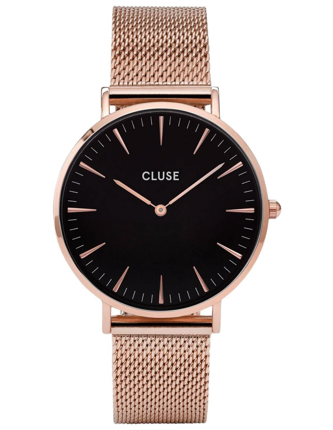 Montre Cluse La Bohème CL18113 Mesh Rose Gold/Black bracelet en maille milanaise