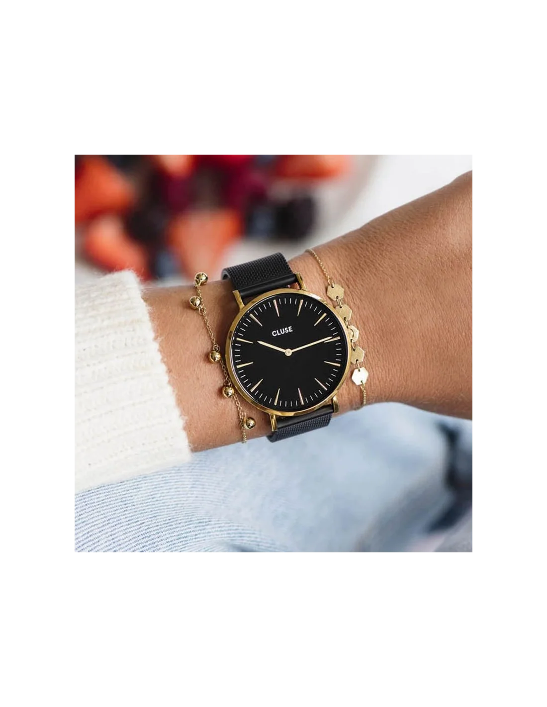 Montre Cluse La Bohème CL18117 Mesh Gold Black/Black Doré