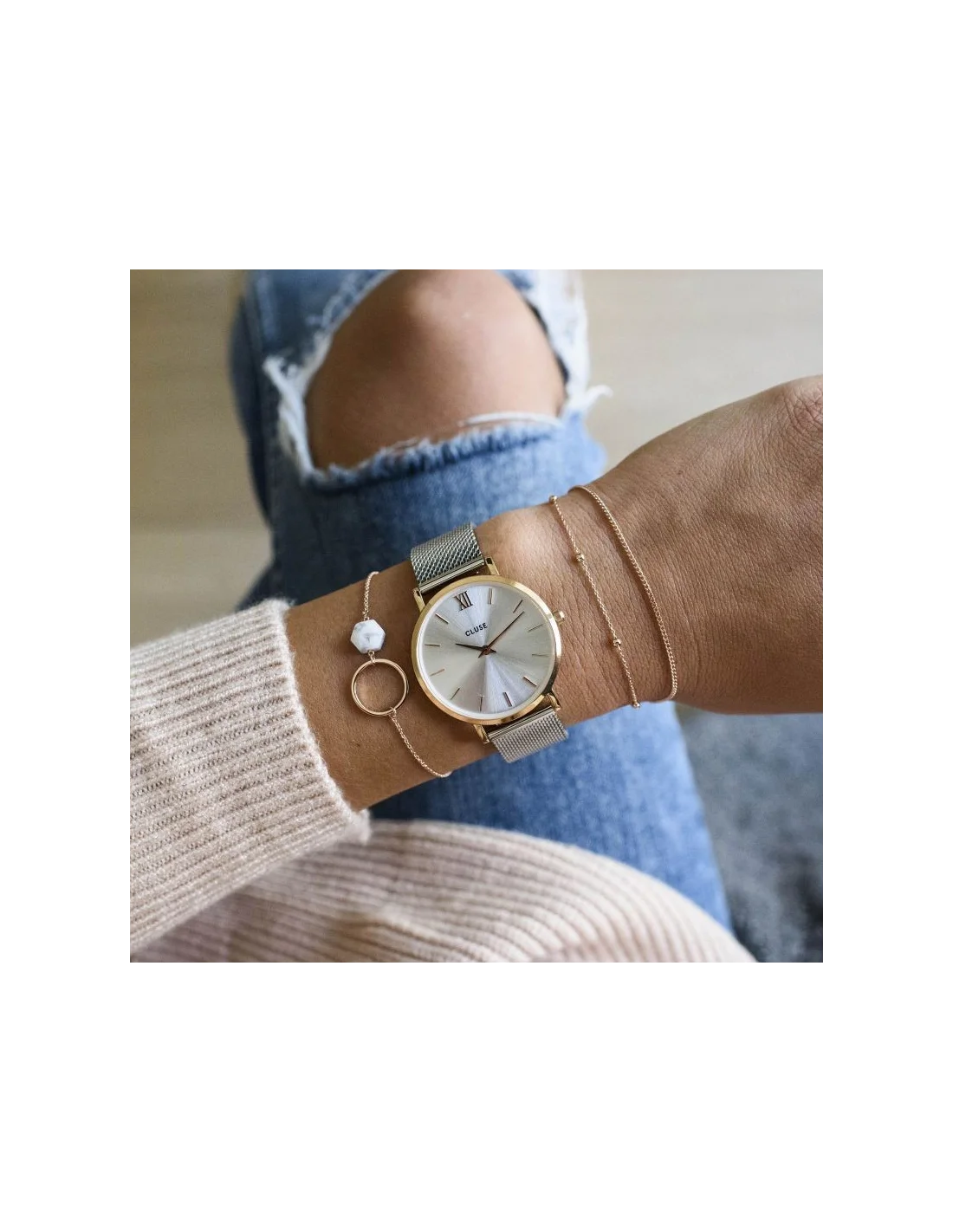 Montre Cluse Minuit Mesh Rose Gold/Silver CL30025 vue 4