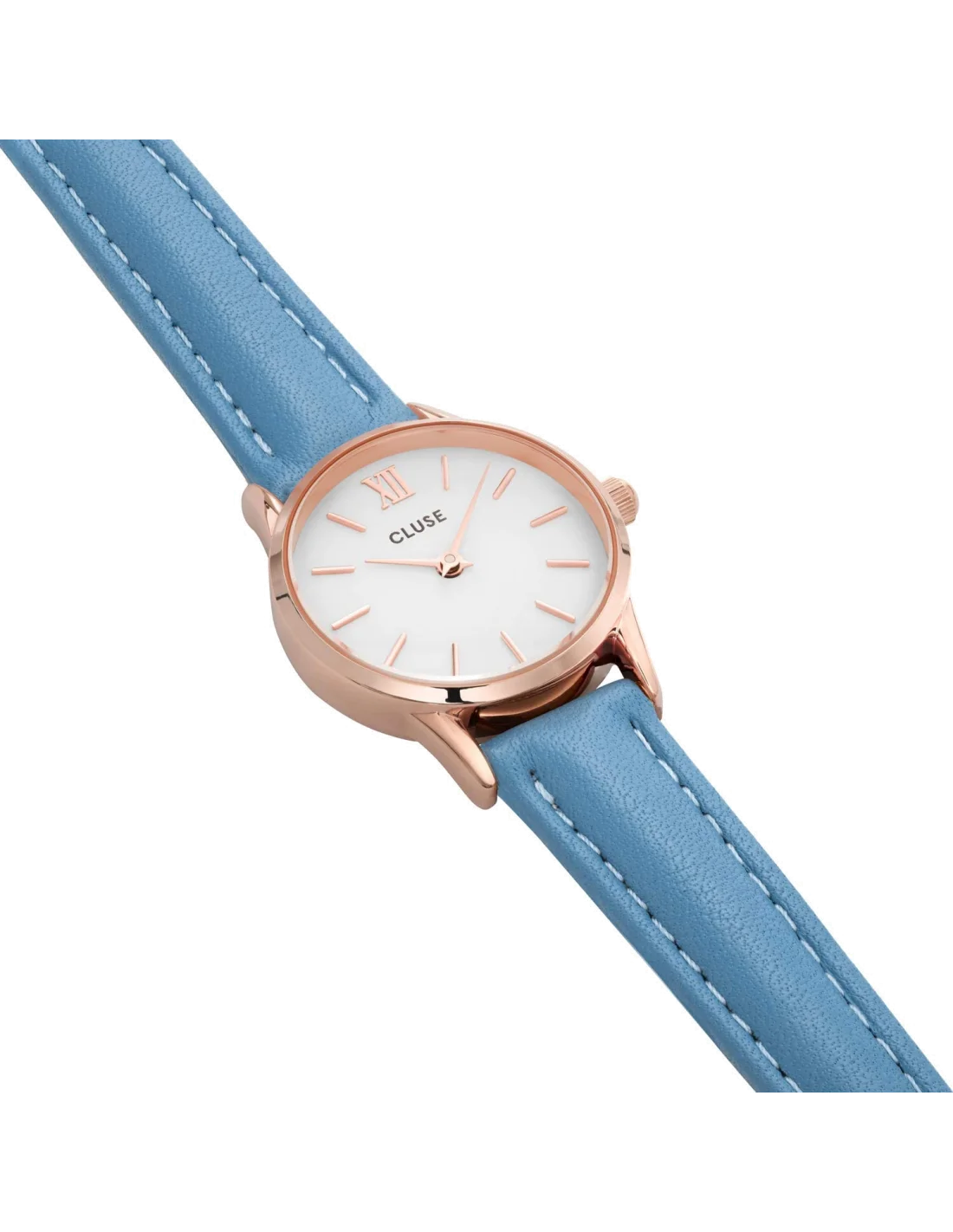 Montre Femme Cluse La Vedette CL50026 - Boîtier Or Rose, Cadran Blanc, Bracelet Cuir Bleu vue 2