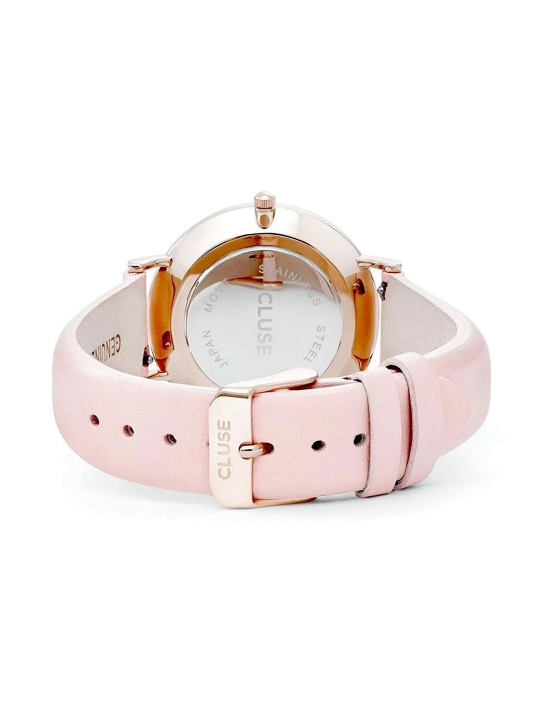 Montre Femme Cluse La Bohème CL18014 - Cadran Blanc, Boîtier Or Rose, Bracelet Cuir Rose vue 2
