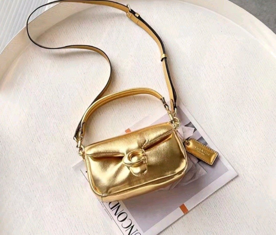 Sac à bandoulière Coach Pillow Tabby 18 en cuir nappa - Or vue 2