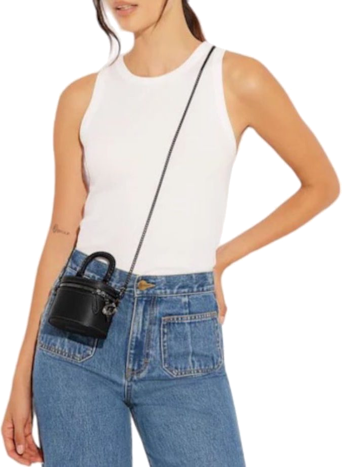 Sac à bandoulière Coach CE769-BLACK en cuir de veau noir vue 3