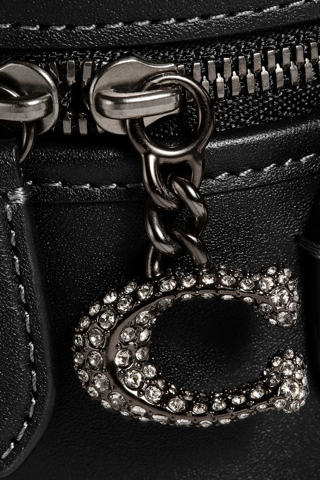 Sac à bandoulière Coach CE769-BLACK en cuir de veau noir vue 6