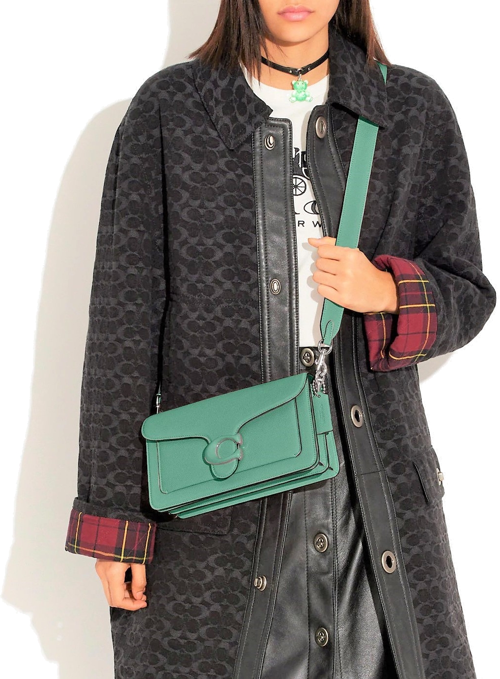 Sac besace à bandoulière Coach Tabby 26 en cuir grainé - Vert vue 5