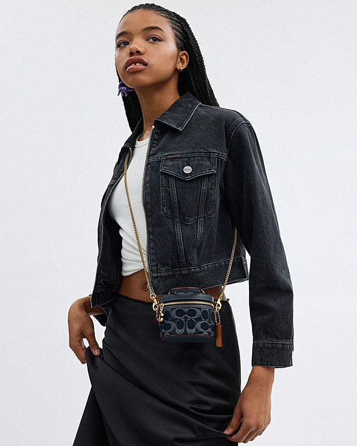 Sac à bandoulière Coach Trail 12 en toile signature bleu denim - Bleu