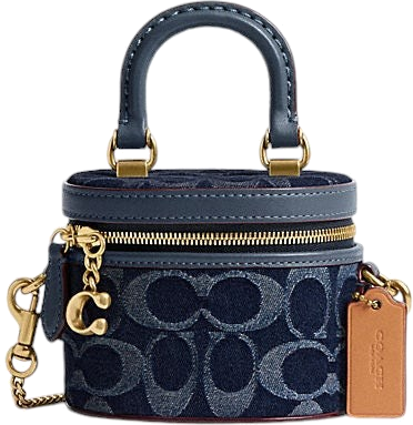 Sac à bandoulière Coach Trail 12 en toile signature bleu denim - Bleu vue 4