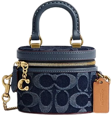 Sac bandoulière Coach Trail 12 en toile signature bleu denim vue 4