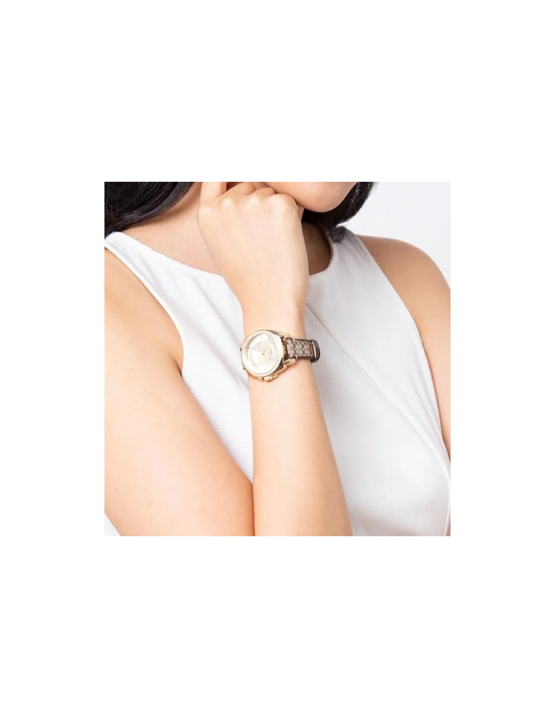 Montre femme Coach Boyfriend bracelet cuir marron vue 3