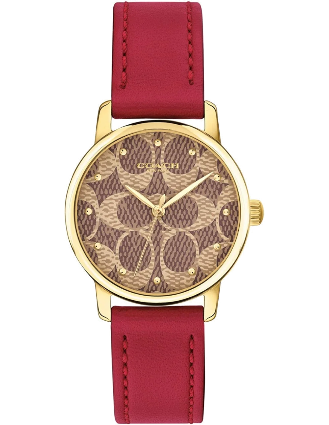 Montre femme Coach Grand avec bracelet en cuir rouge