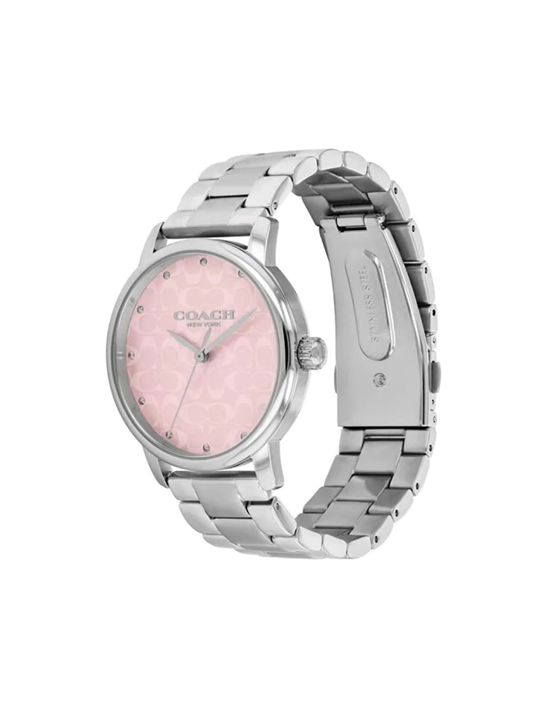 Montre femme Coach Grand avec bracelet en acier inoxydable argenté vue 2