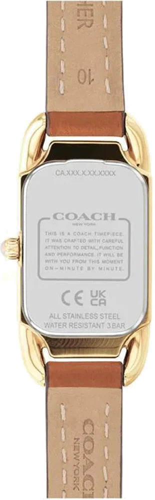 Montre-bracelet Coach Cadie 14504029 pour femme, cadran nacre rectangulaire, bracelet cuir marron vue 3