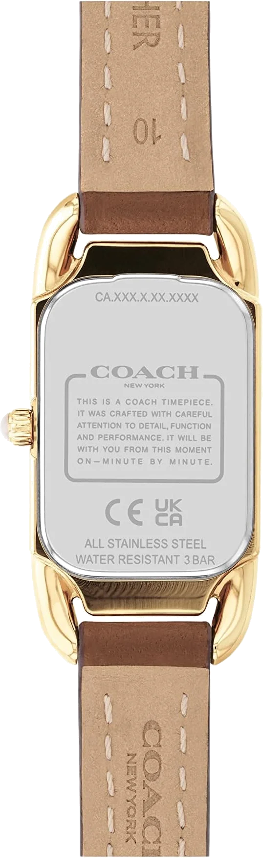 Montre Coach Cadie 14504028 pour Femme - Cadran Nacre Rectangulaire, Bracelet Cuir Marron vue 3