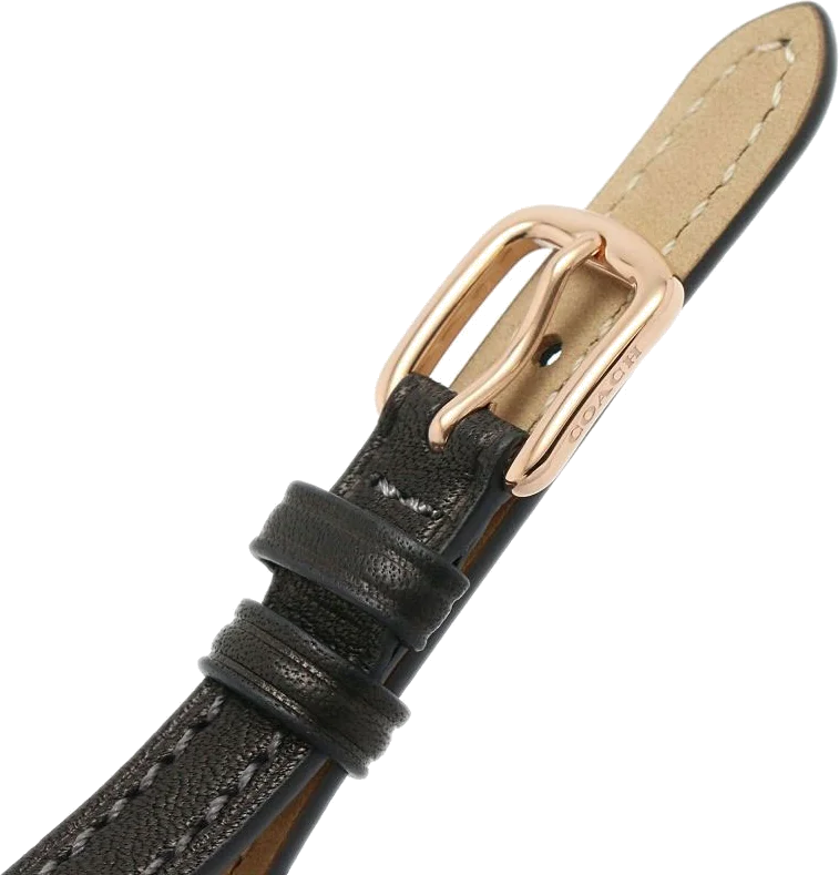 Montre Femme Coach Cadie 14504027 - Boîtier Or Rose, Cadran Blanc Rectangulaire, Bracelet Cuir Noir vue 5