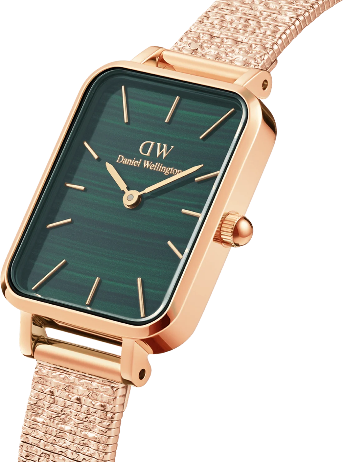 Montre Femme Daniel Wellington Quadro Ref. 109932 - Boîtier or rose, cadran vert rectangulaire vue 2