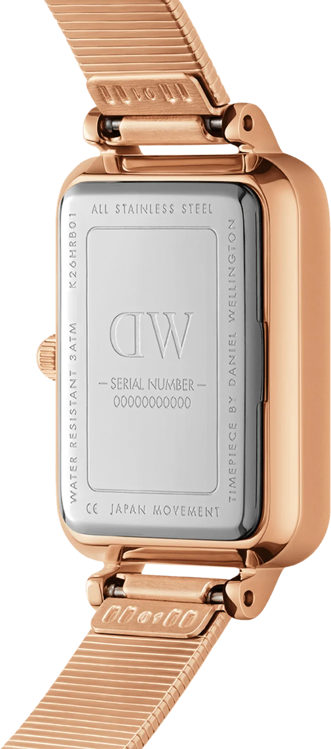 Montre Femme Daniel Wellington Quadro Ref. 109932 - Boîtier or rose, cadran vert rectangulaire vue 3