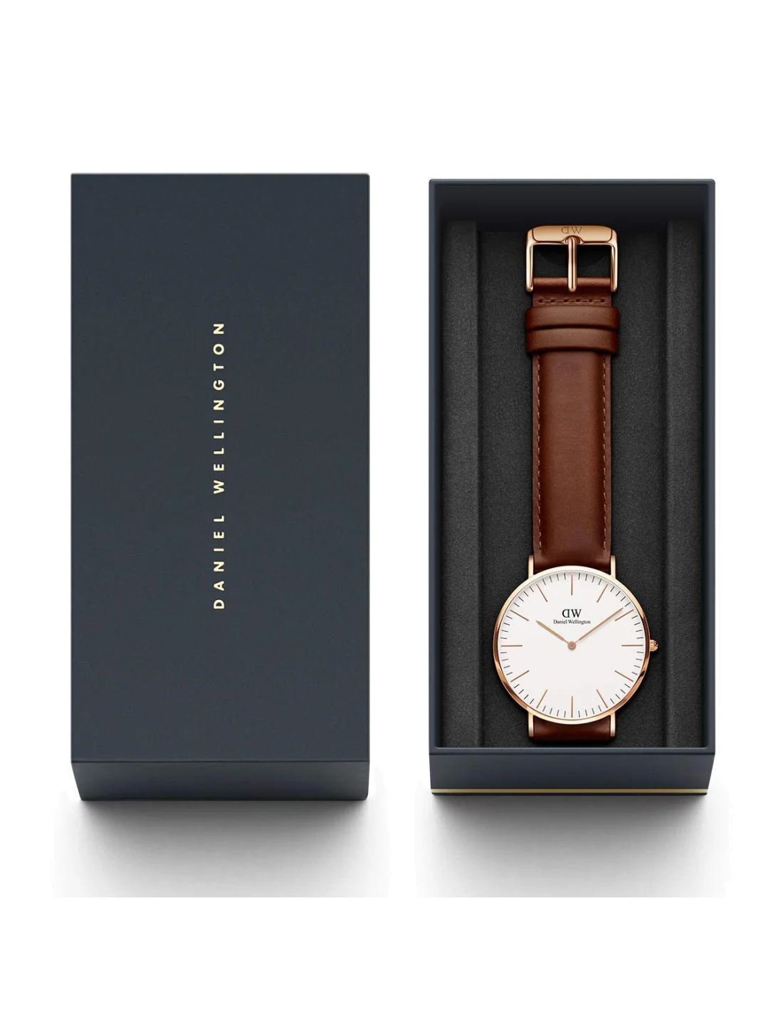 Montre Homme Daniel Wellington DW00100006 Classic St Mawes - Cadran Blanc, Boîtier Or Rose, Bracelet Cuir Marron vue 3