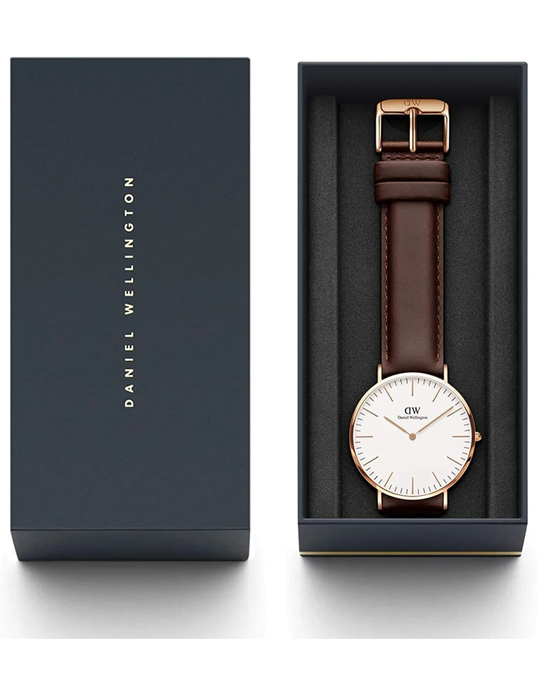 Montre Homme Daniel Wellington DW00100009 Classic Bristol 40mm, Boîtier Acier Argenté, Cadran Blanc, Bracelet Cuir Marron vue 2