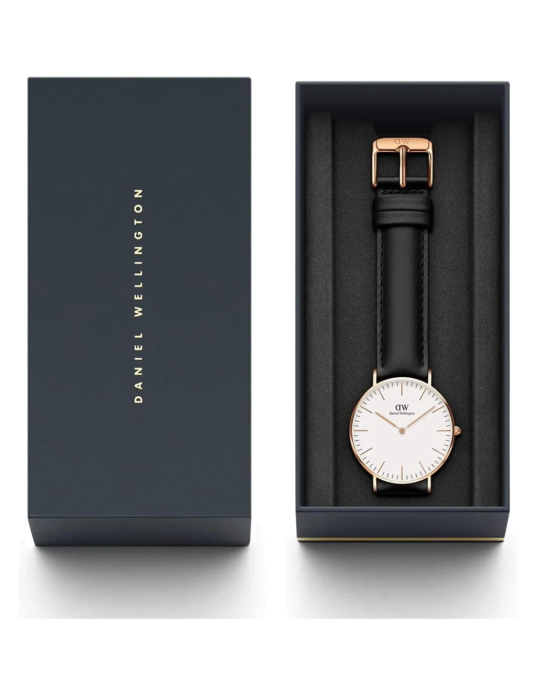 Montre Daniel Wellington Classic Sheffield DW00100036, cadran blanc 36 mm, boîtier or rose, bracelet cuir noir - Unisexe vue 3