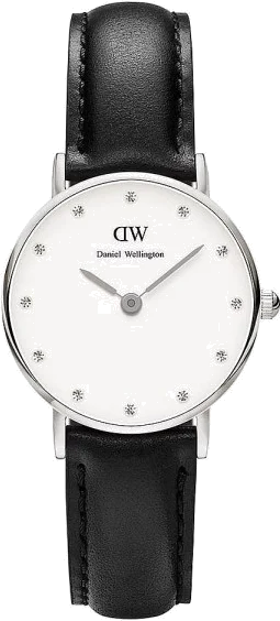 Montre Femme Daniel Wellington Classy Sheffield DW00100068 - Cadran Blanc, Bracelet Cuir Noir