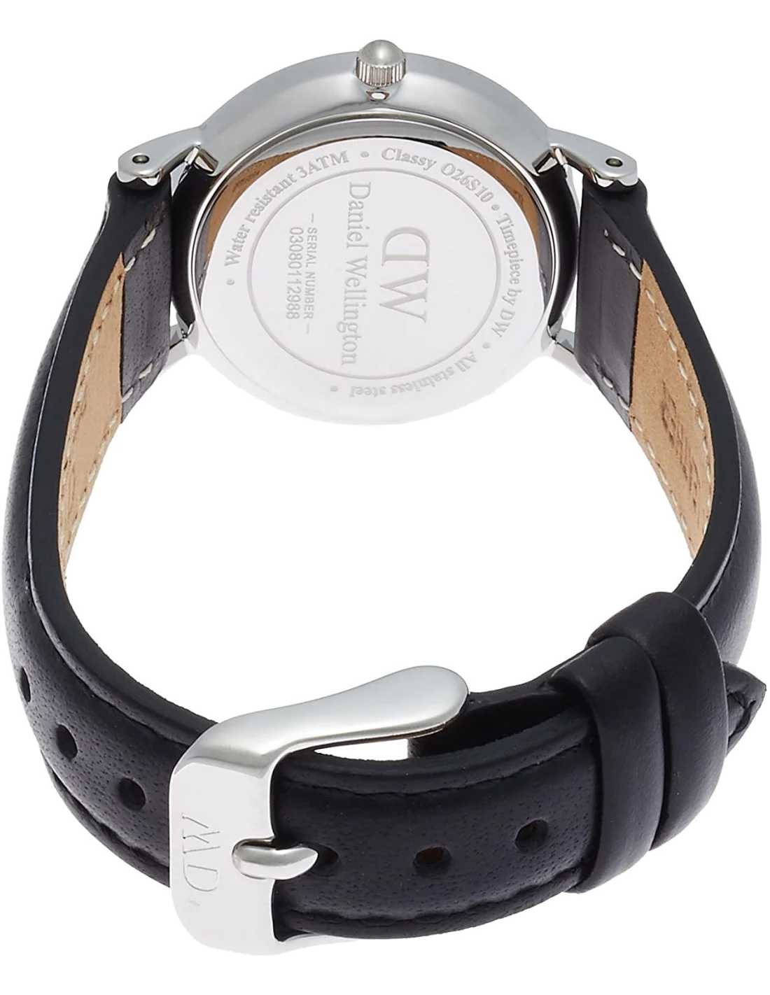 Montre Femme Daniel Wellington Classy Sheffield DW00100068 - Cadran Blanc, Bracelet Cuir Noir vue 3
