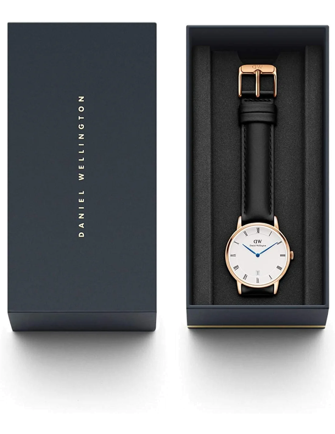 Montre Daniel Wellington Dapper 34mm DW00100092 - Boîtier Or Rose, Cadran Blanc, Bracelet Cuir Noir - Unisexe vue 3
