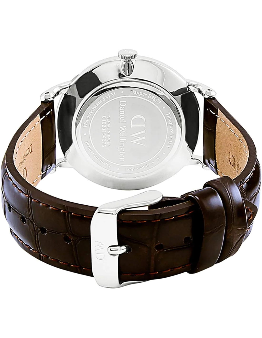 Montre Daniel Wellington DW00100097 Unisexe, Cadran Blanc, Boîtier Acier & Bracelet Cuir Marron vue 2