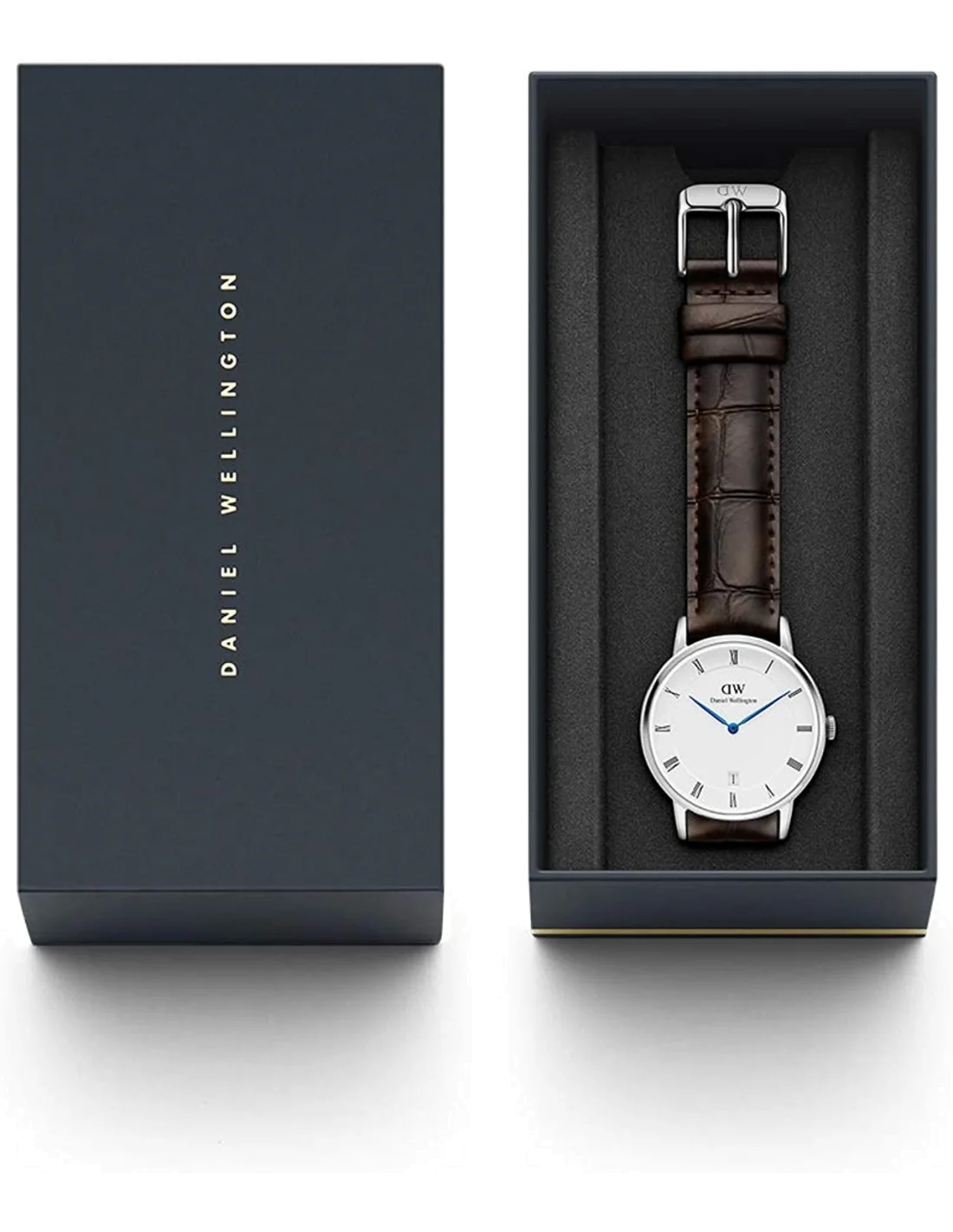 Montre Daniel Wellington DW00100097 Unisexe, Cadran Blanc, Boîtier Acier & Bracelet Cuir Marron vue 3