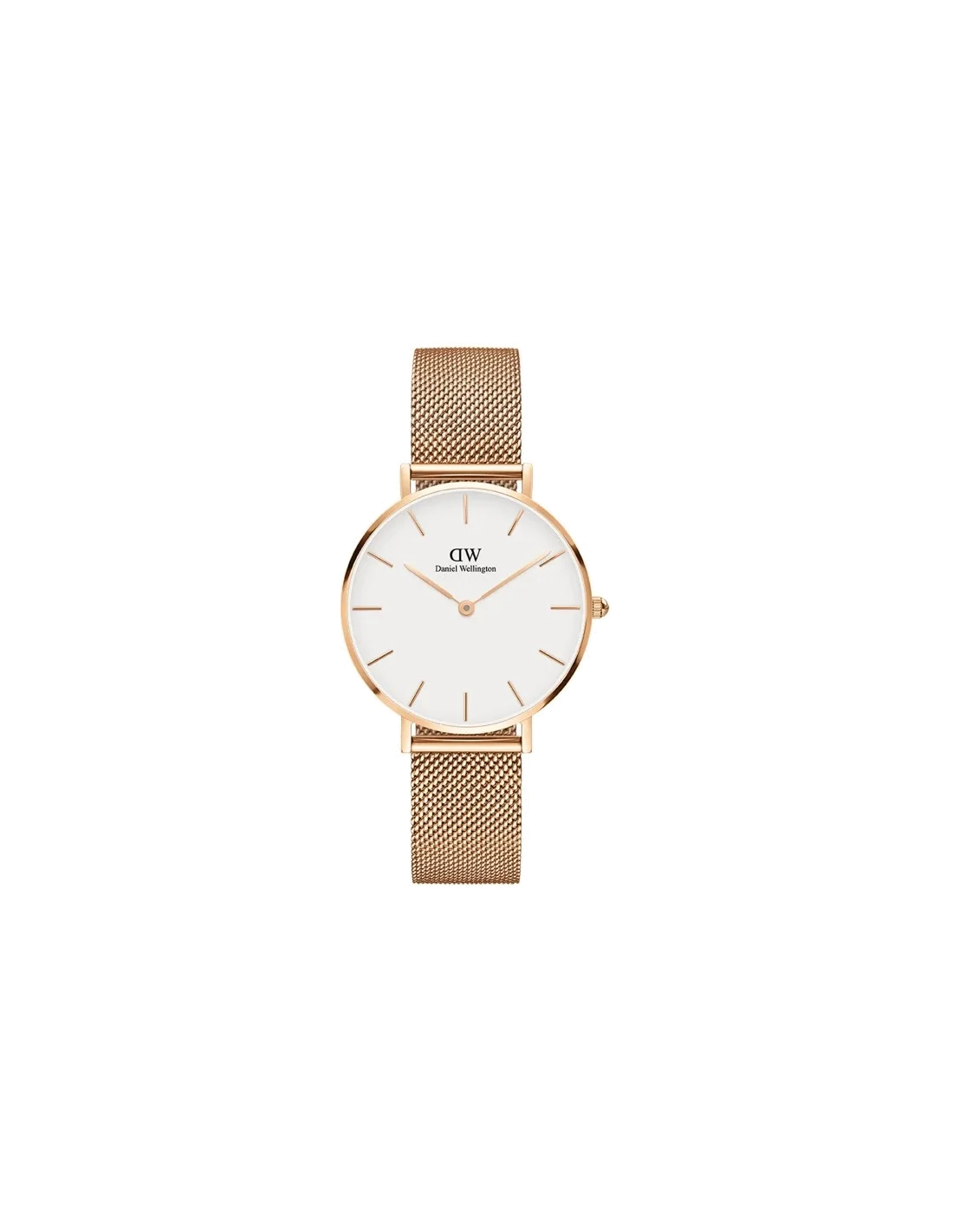 Montre Femme Daniel Wellington Petite Melrose DW00100163, Cadran Blanc, Maille Milanaise Or Rose