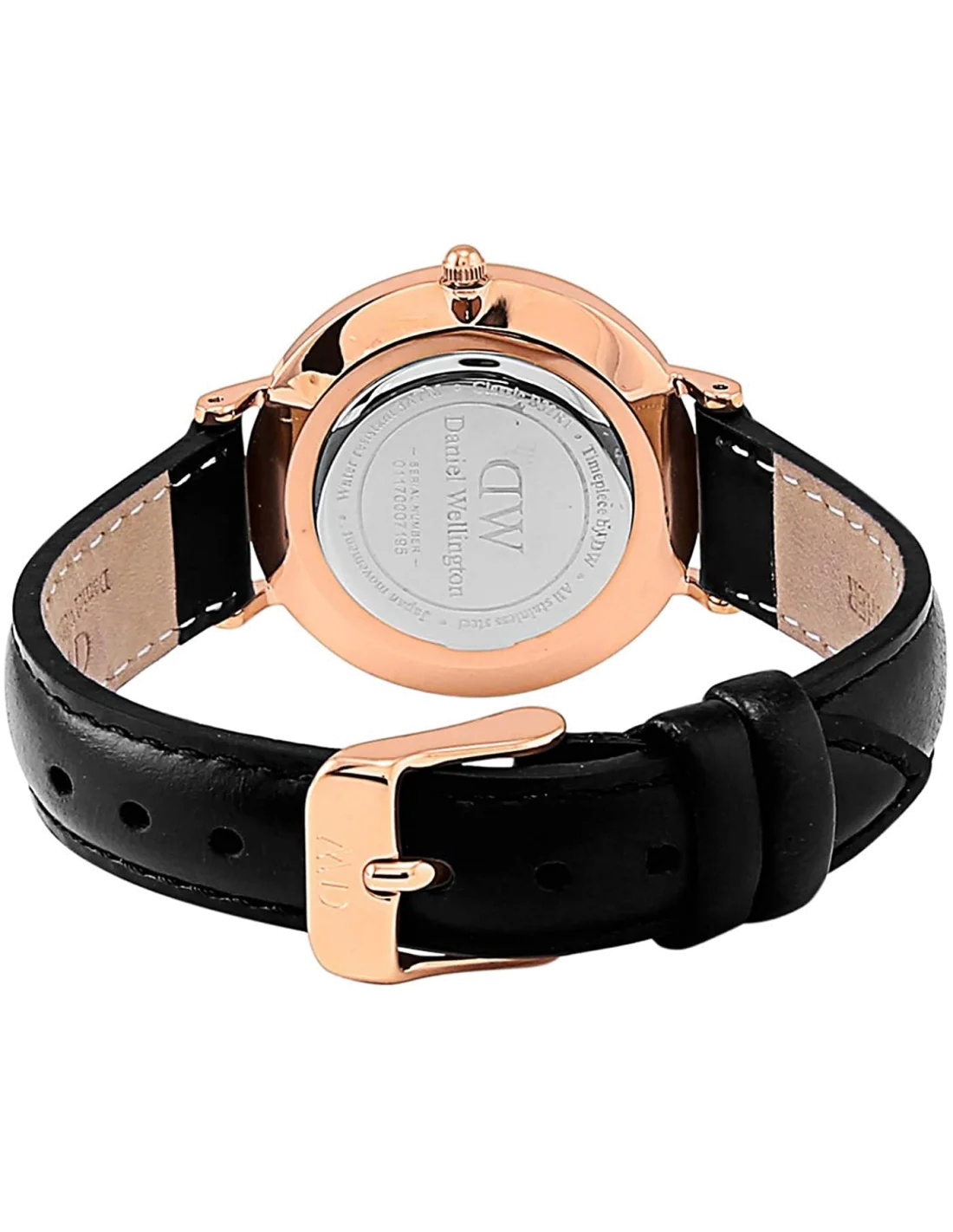 Montre Femme Daniel Wellington Petite Sheffield DW00100168 - Cadran Noir, Boîtier Or Rose, Bracelet Cuir Noir vue 2