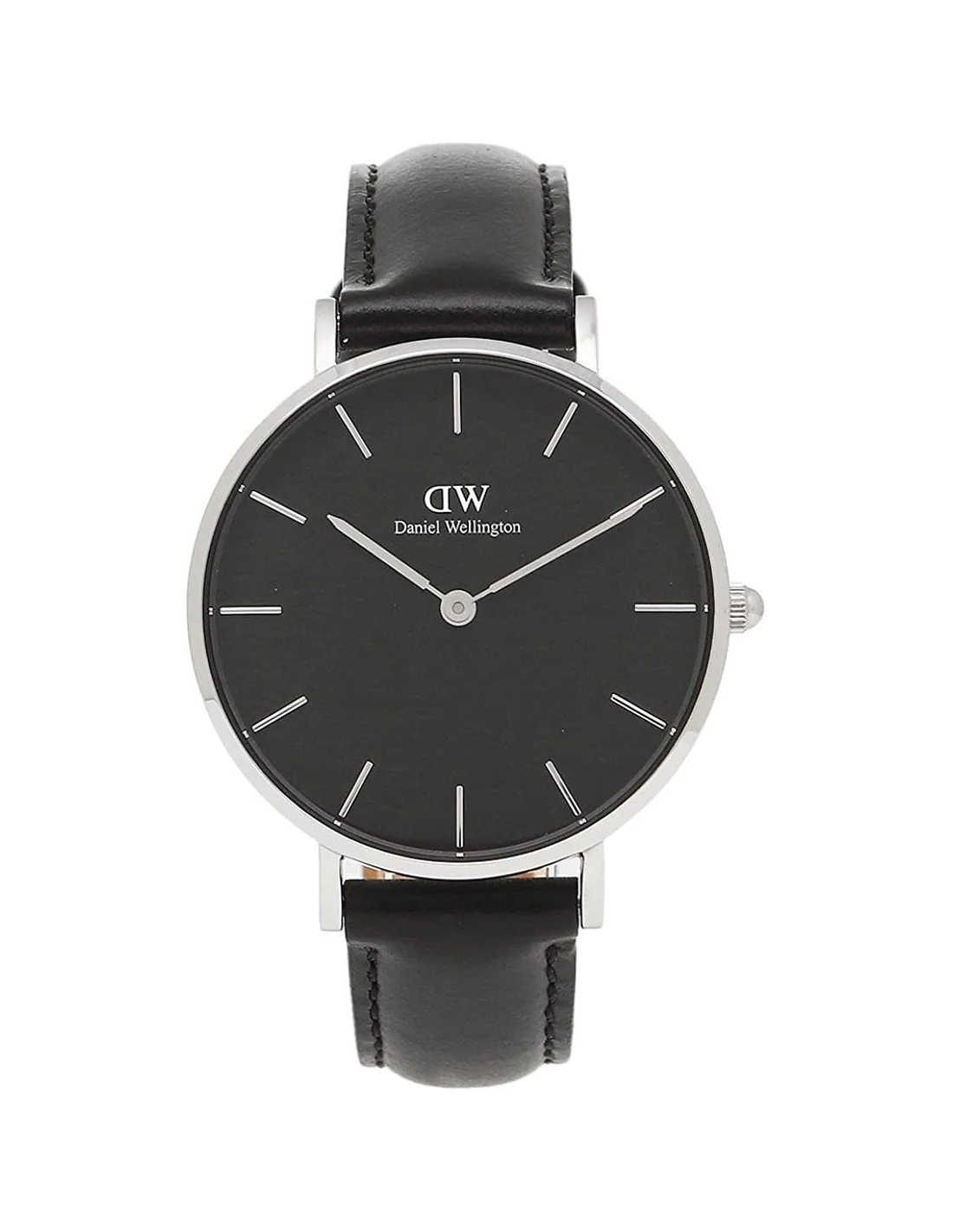 Montre Femme Daniel Wellington DW00100180 Classic Sheffield - Cadran Noir, Boîtier Argenté 32mm, Bracelet Cuir Noir