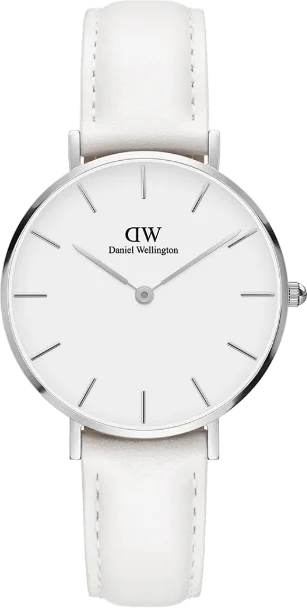 Montre Femme Daniel Wellington Classic Petite Bondi 32mm DW00100190 Cadran Blanc Bracelet Cuir Blanc