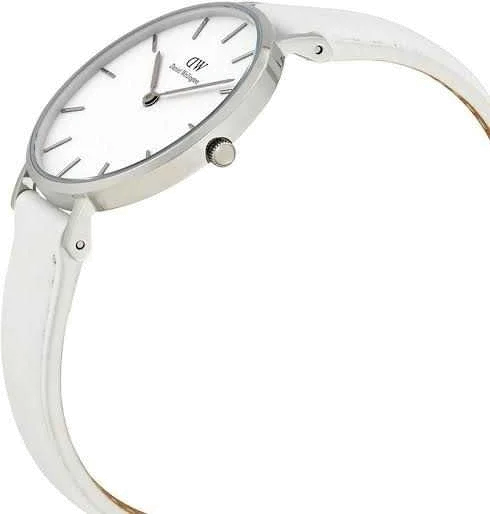 Montre Femme Daniel Wellington Classic Petite Bondi 32mm DW00100190 Cadran Blanc Bracelet Cuir Blanc vue 2