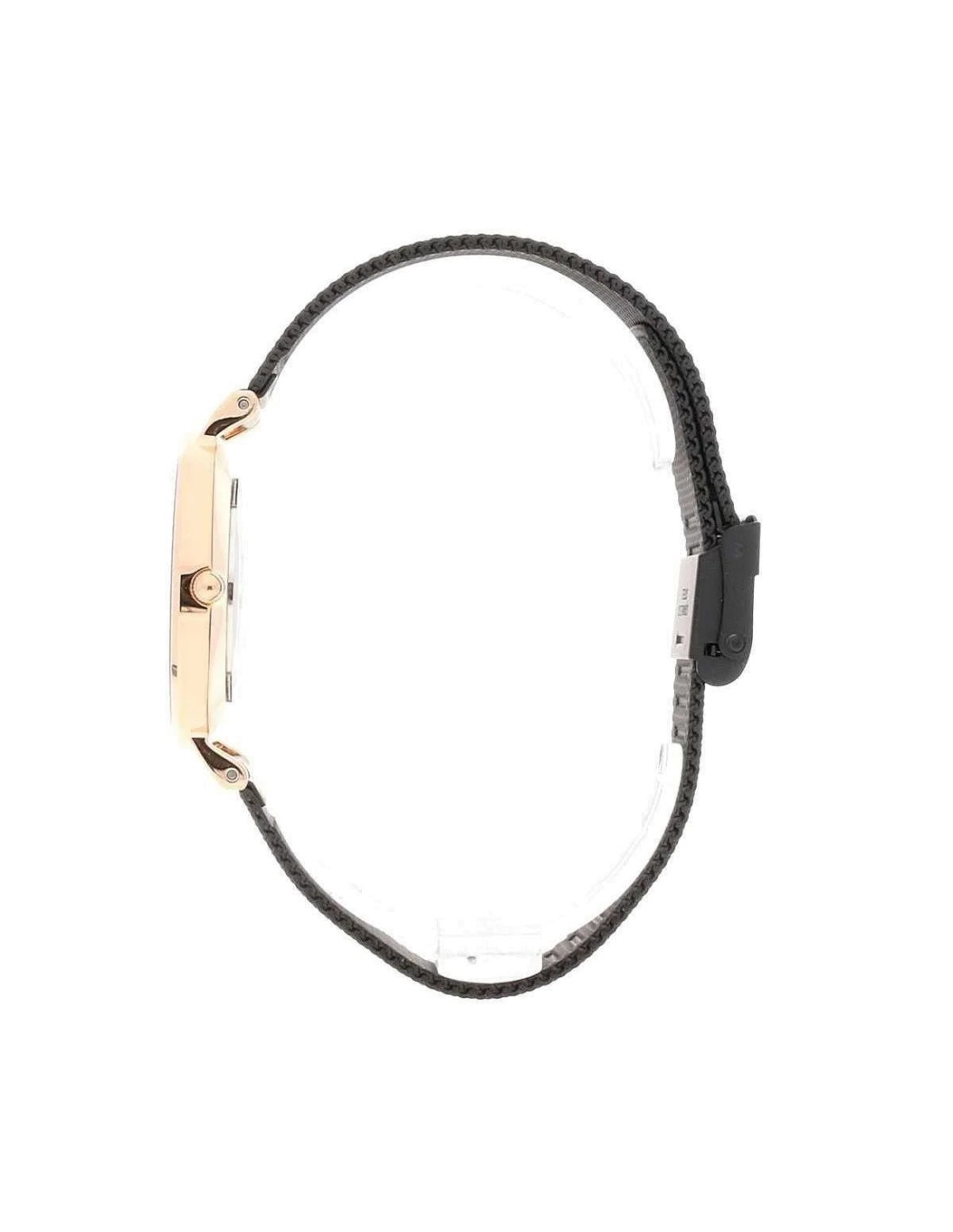 Montre Daniel Wellington DW00100201 Classic Petite Ashfield 32 mm, cadran noir, bracelet maille milanaise noir, boîtier or rose vue 2