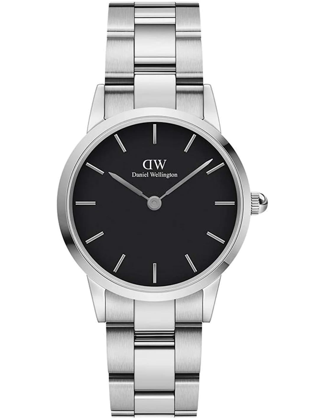 Montre Femme Daniel Wellington DW00100208 Iconic Link 28mm Acier Poli Argenté Cadran Noir
