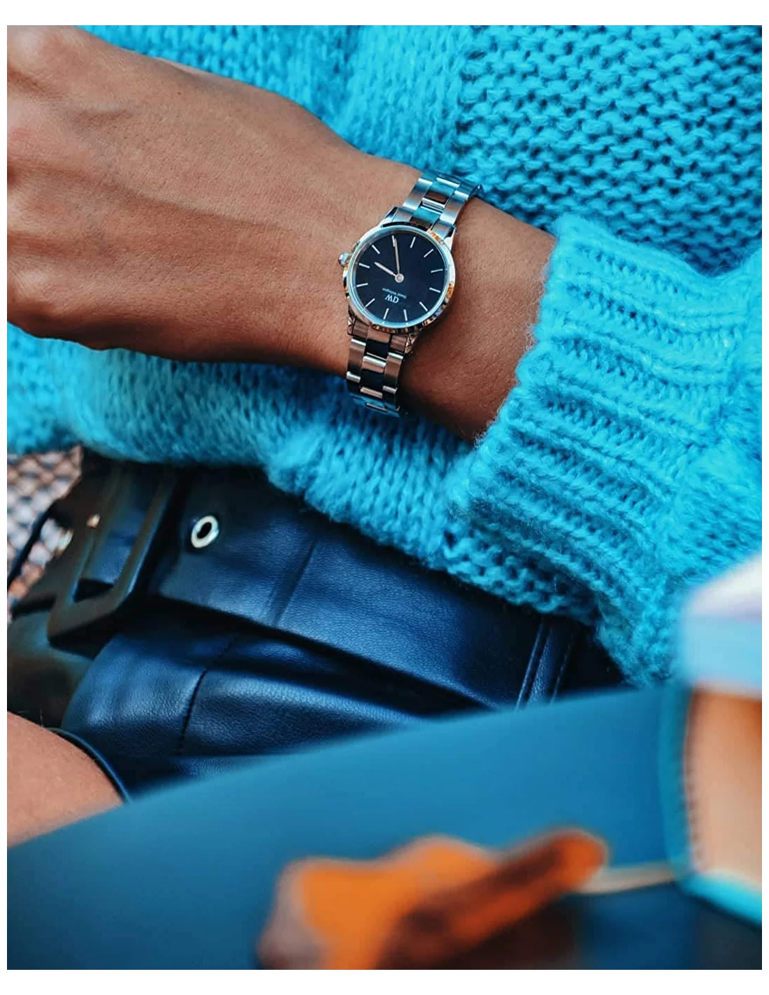 Montre Femme Daniel Wellington DW00100208 Iconic Link 28mm Acier Poli Argenté Cadran Noir vue 4